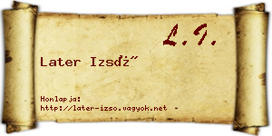Later Izsó névjegykártya